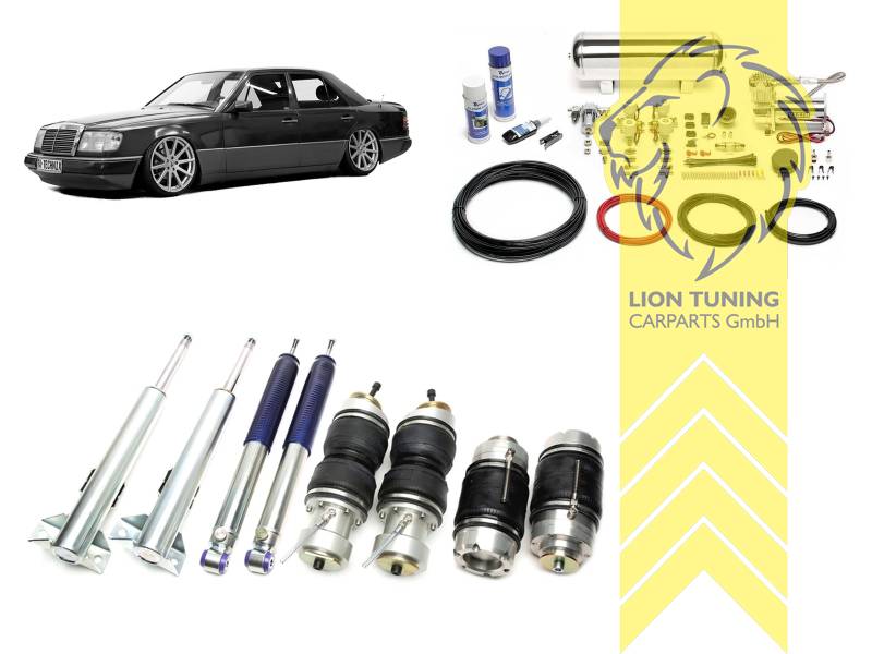 nicht für Modelle mit Niveauregulierung, 11,5L Tank chrom / ViAir Kompressor chrom, Zug- und Druckstufe gleichzeitig einstellbar, weiss, nicht passend für 4-Matic, nicht für AMG-Modelle, Stahl verzinkt, Eintragungspflichtig / Teilegutachten wird nach Kauf spezifisch ausgestellt